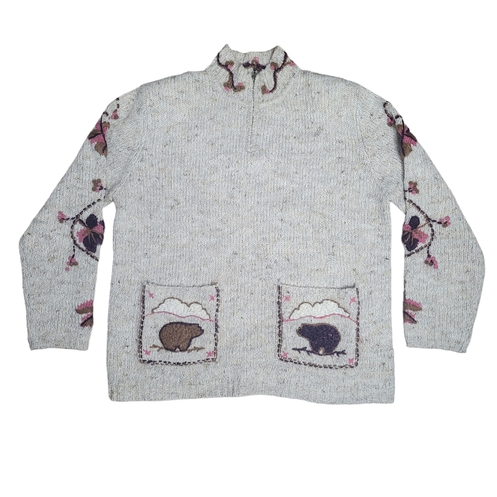 Vintage Monterey by Koret knit sweater with embroidered bears size medium